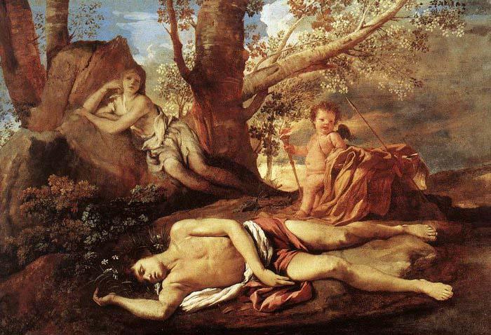 POUSSIN, Nicolas Echo and Narcissus Germany oil painting art